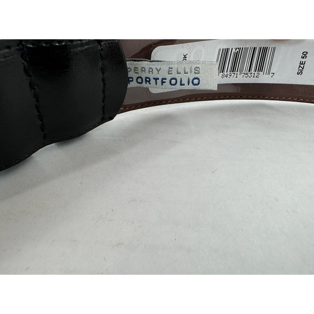 Perry Ellis Belt Bonded Faux Leather Dress Black Mens Sz 50/125 Big And Tall NWT - Picture 8 of 14